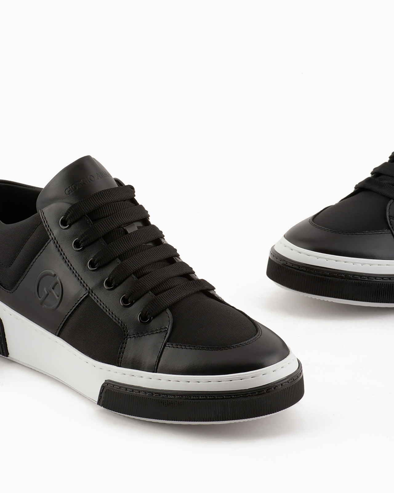 Leather and fabric sneakers - 4