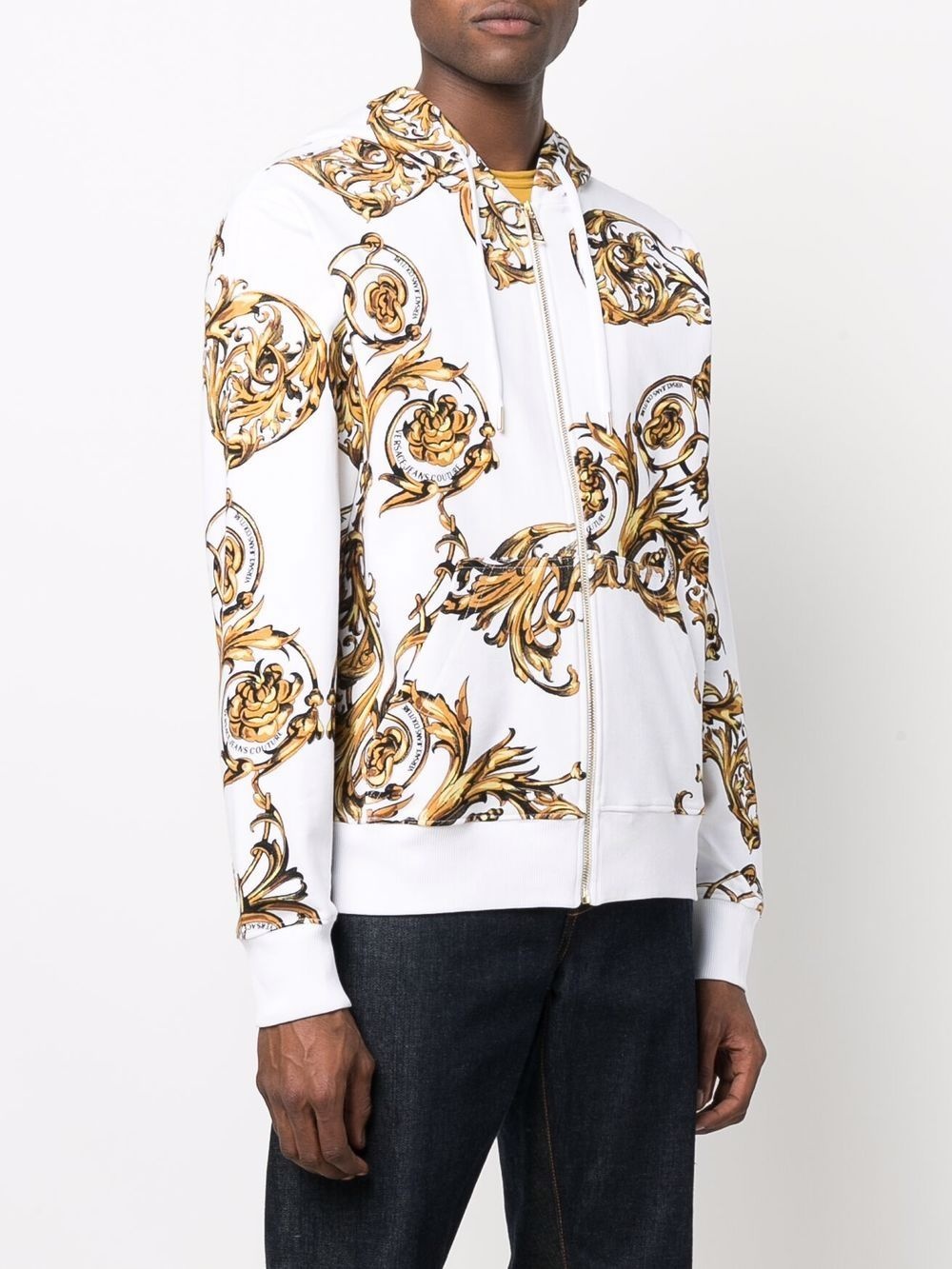 baroque-print zip-up hoodie - 3