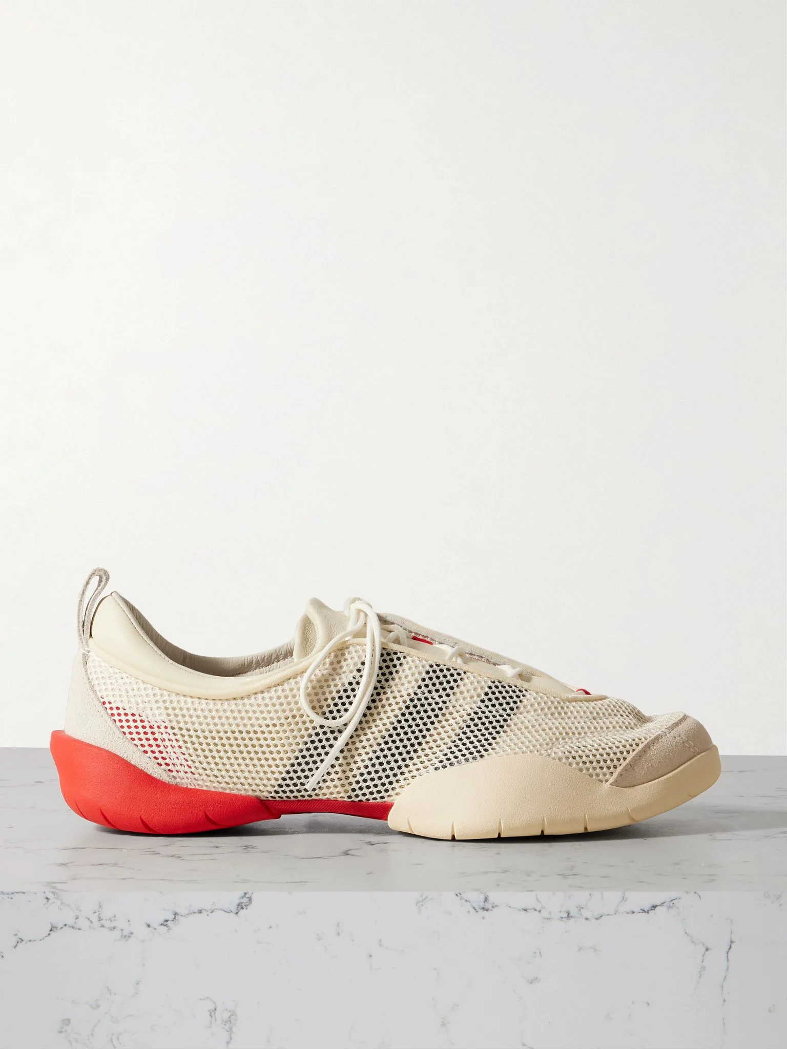 + Y-3 Regu suede- and leather-trimmed mesh sneakers White - 1