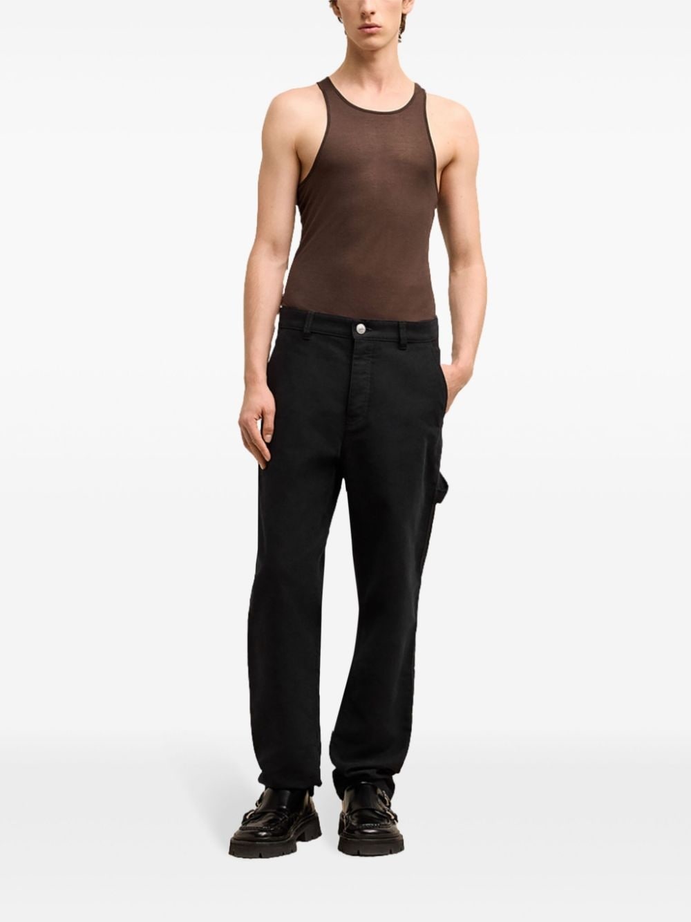 logo-patch straight-leg worker trousers - 2