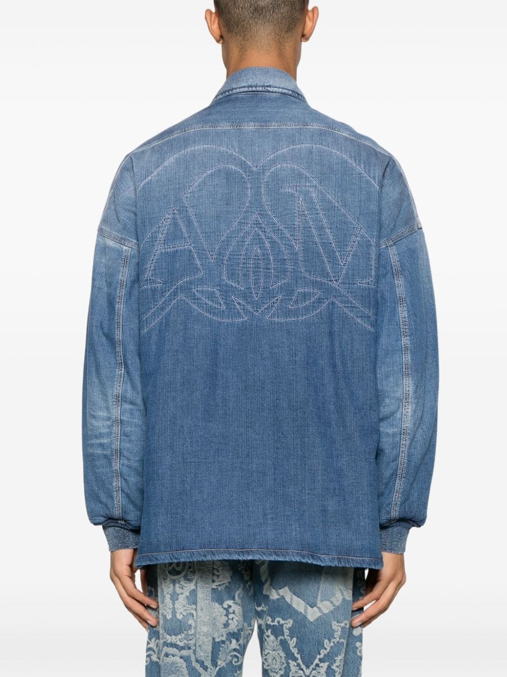 Seal-embroidered denim jacket - 4