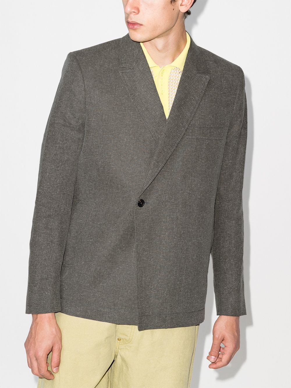 linen-blend blazer jacket - 2