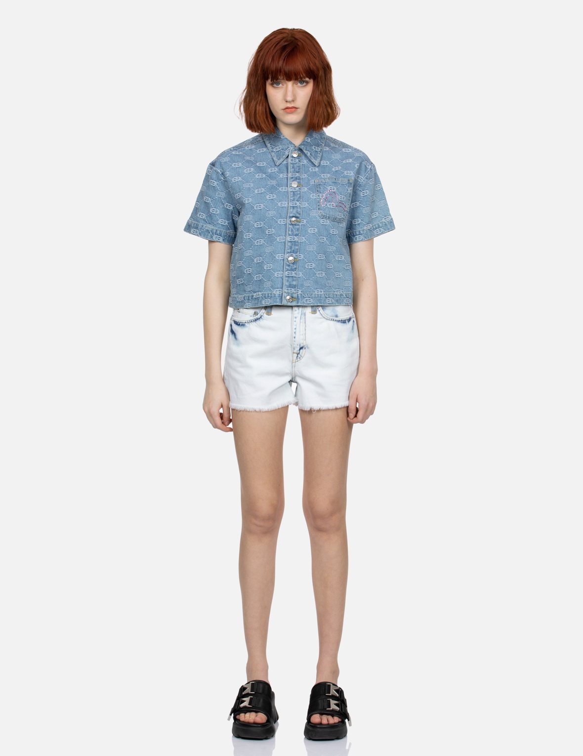 SEAGULL APPLIQUÉ POCKET FASHION FIT DENIM SHORTS - 6