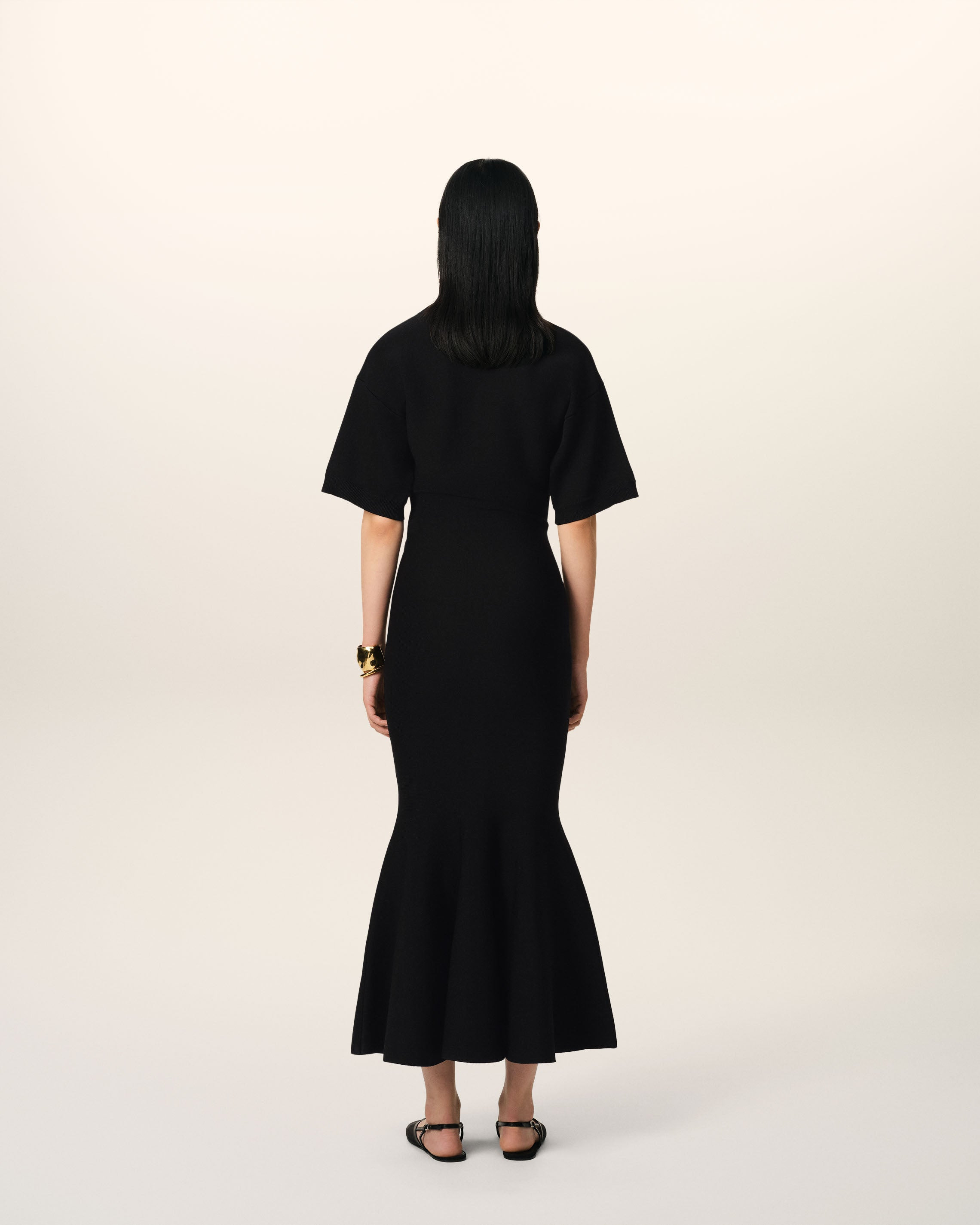 BLACK GODET DRESS - 11