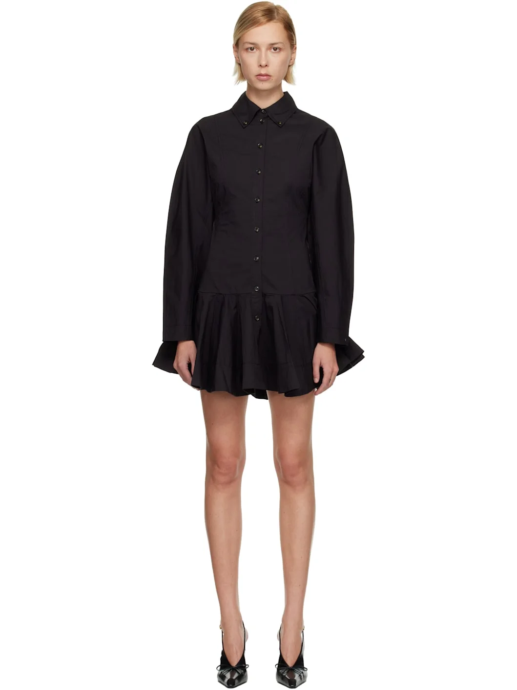 Black Shirt Minidress - 1