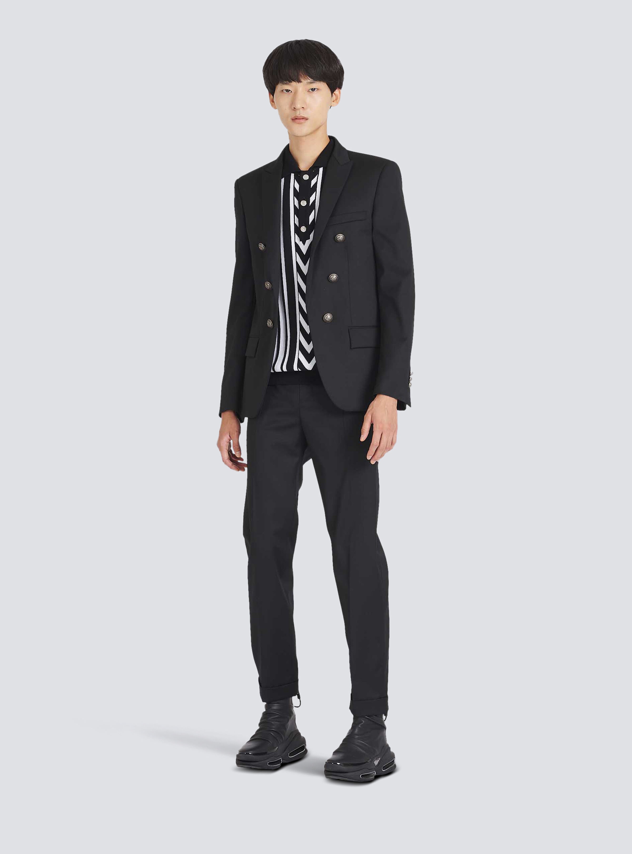 Wool blazer with double-breasted silver-tone buttoned fastening - 2