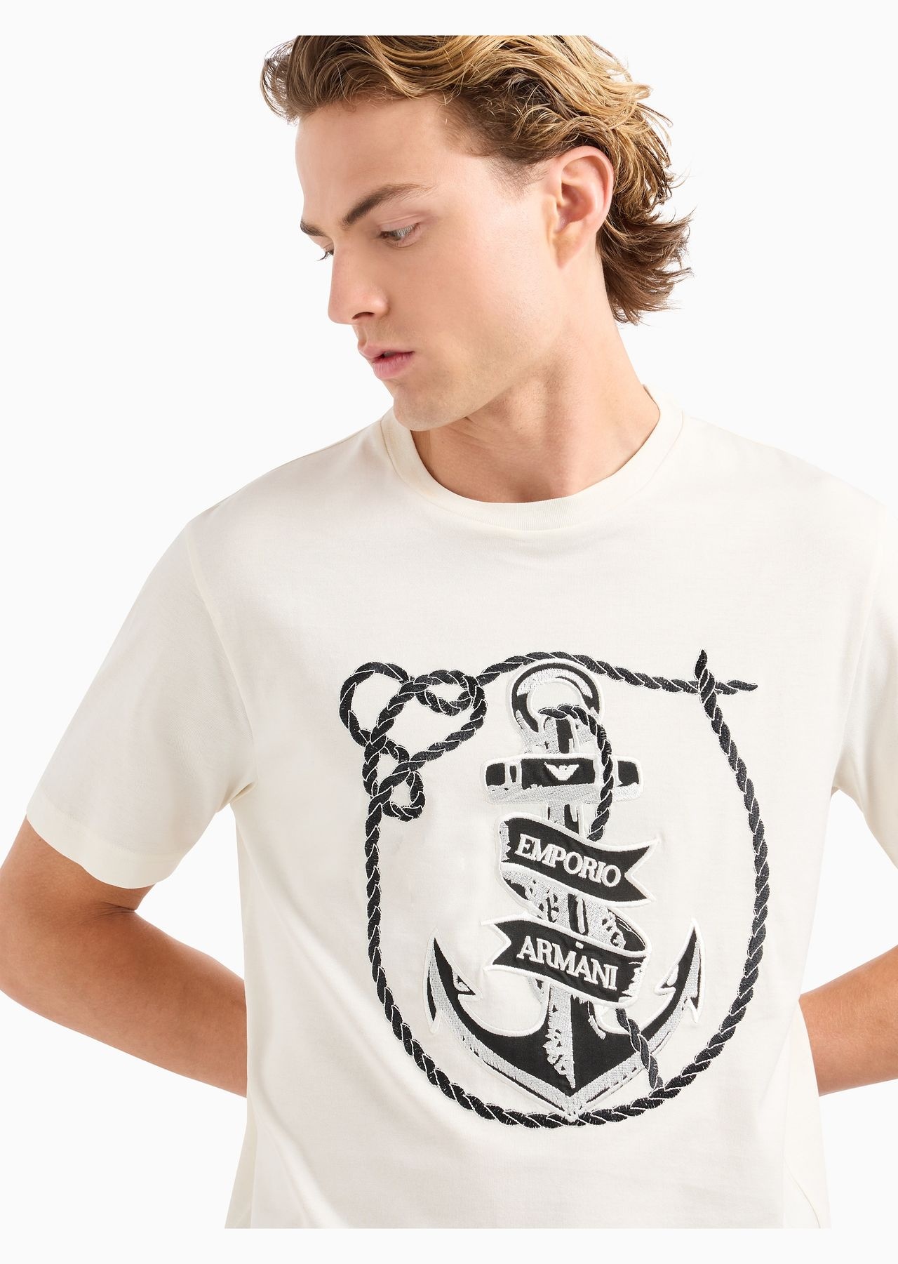 Jersey T-shirt with anchor embroidery and ASV logo - 5