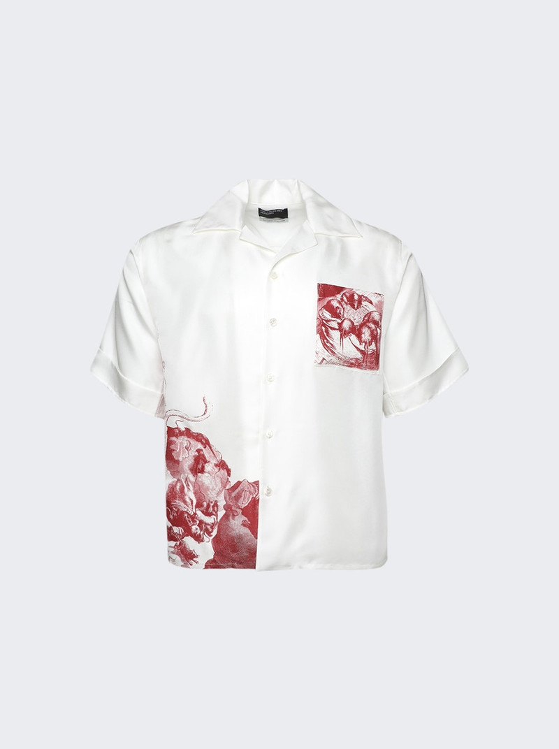 Rat Palace Chemise Short Sleeve Shirt White and Scarlet 1