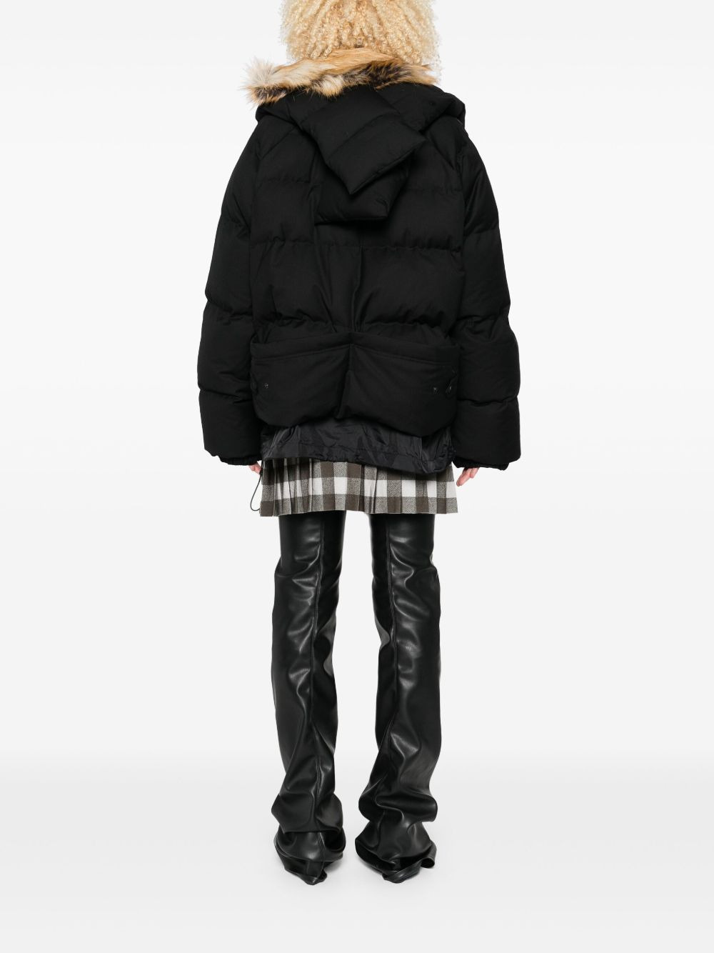 trim-detail long-sleeve puffer jacket - 3