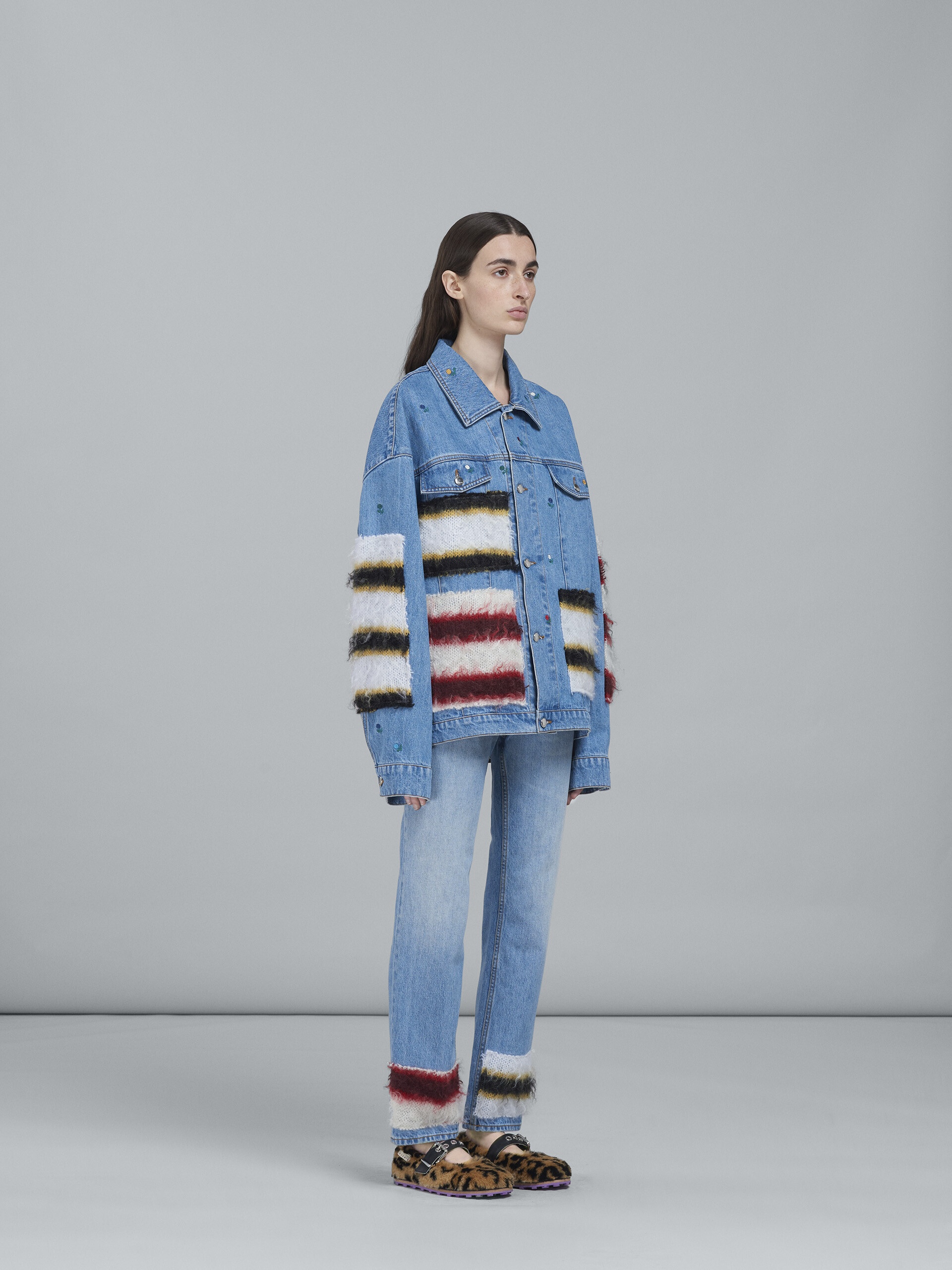 MOHAIR AND DENIM CROPPED TROUSERS - 5