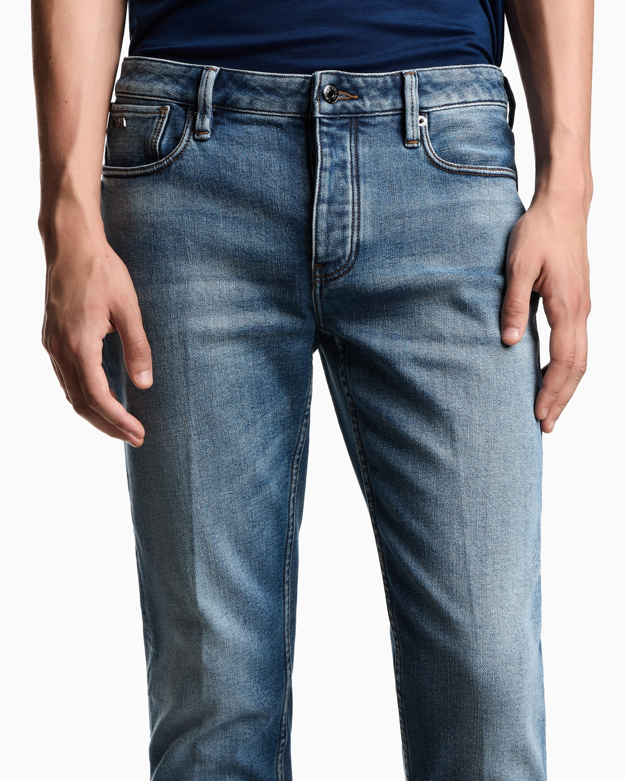ASV J75 SLIM-FIT JEANS IN STONE-WASHED BRUSHED STRETCH DENIM - 5