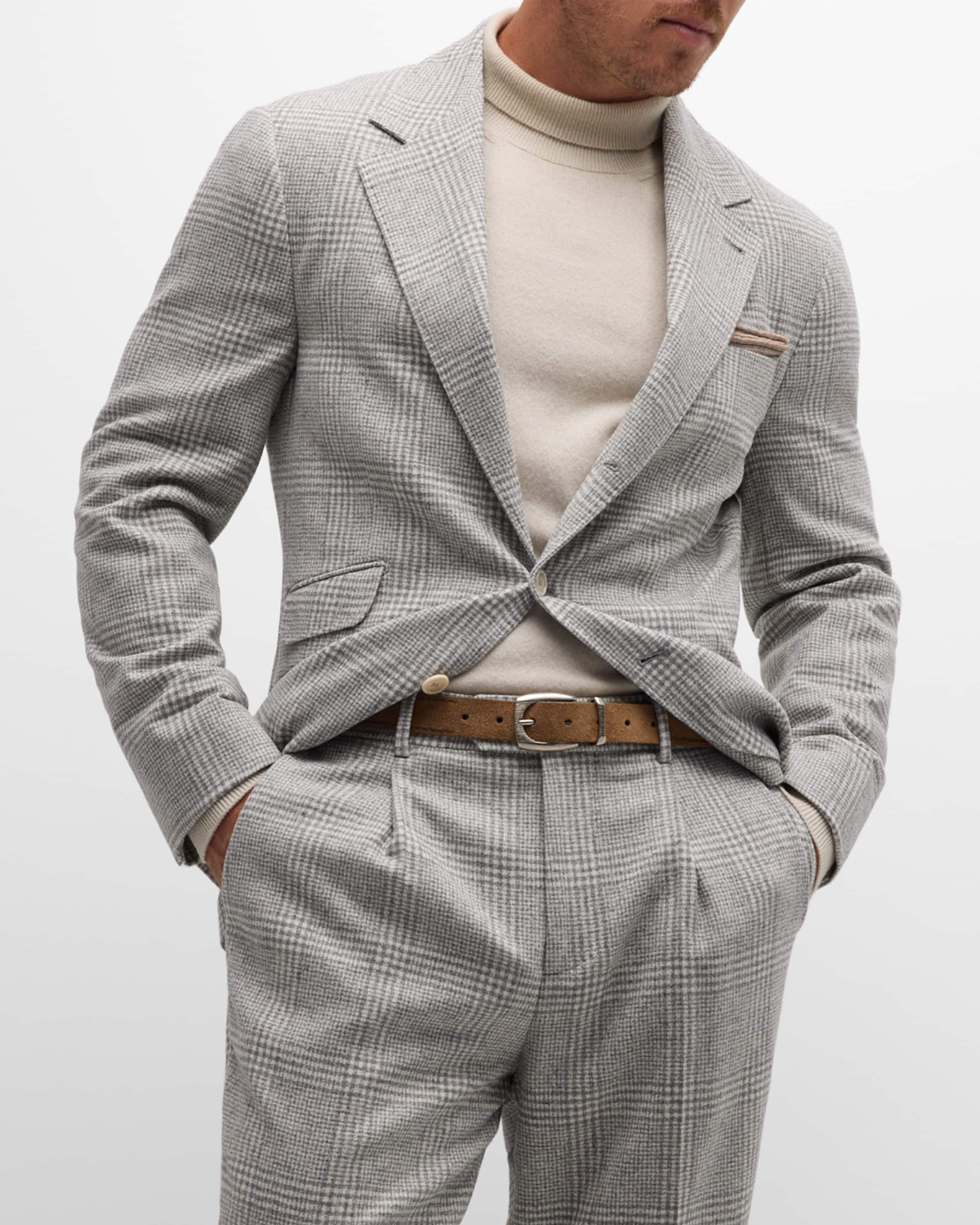 Men's Plaid Cashmere-Blend Suit - 3
