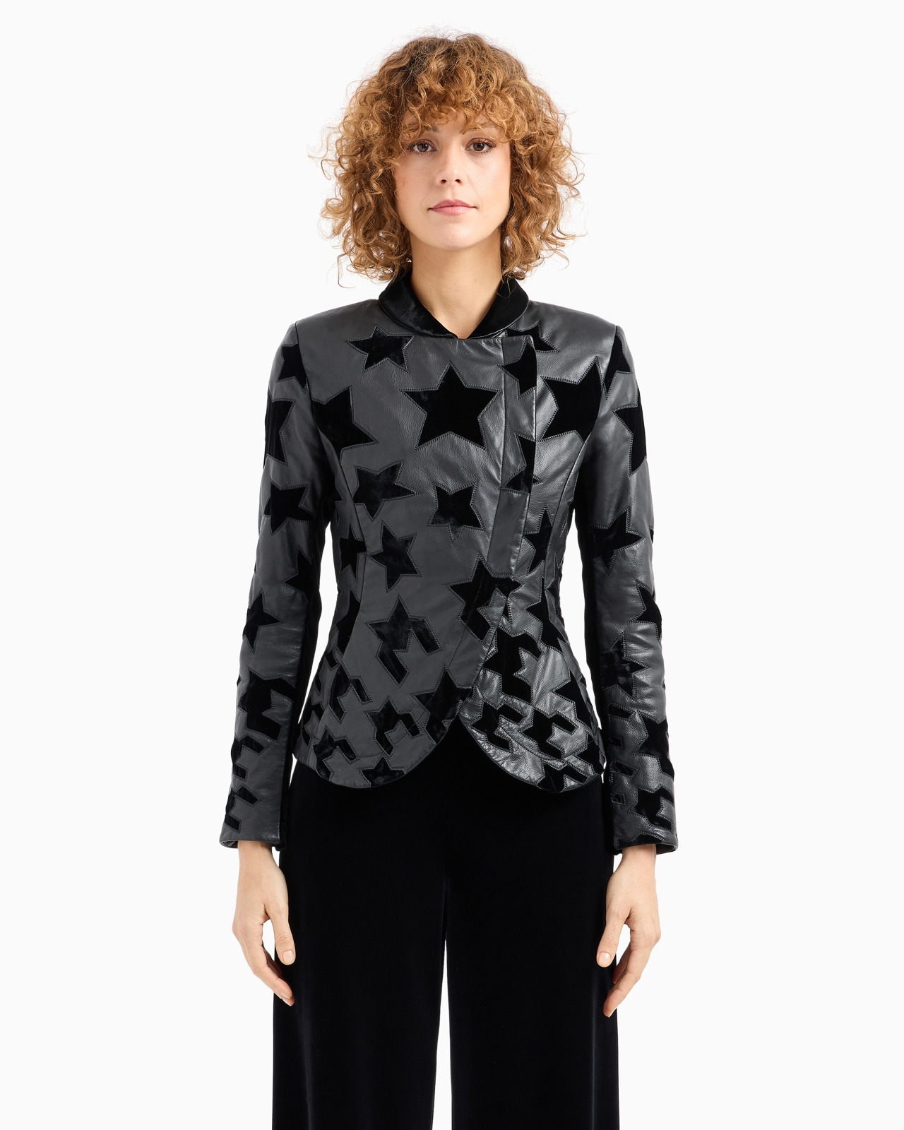 Moon Capsule collection calfskin nappa leather jacket with velvet embroidery - 2
