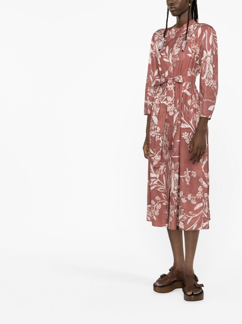 floral-print shirt dress - 4