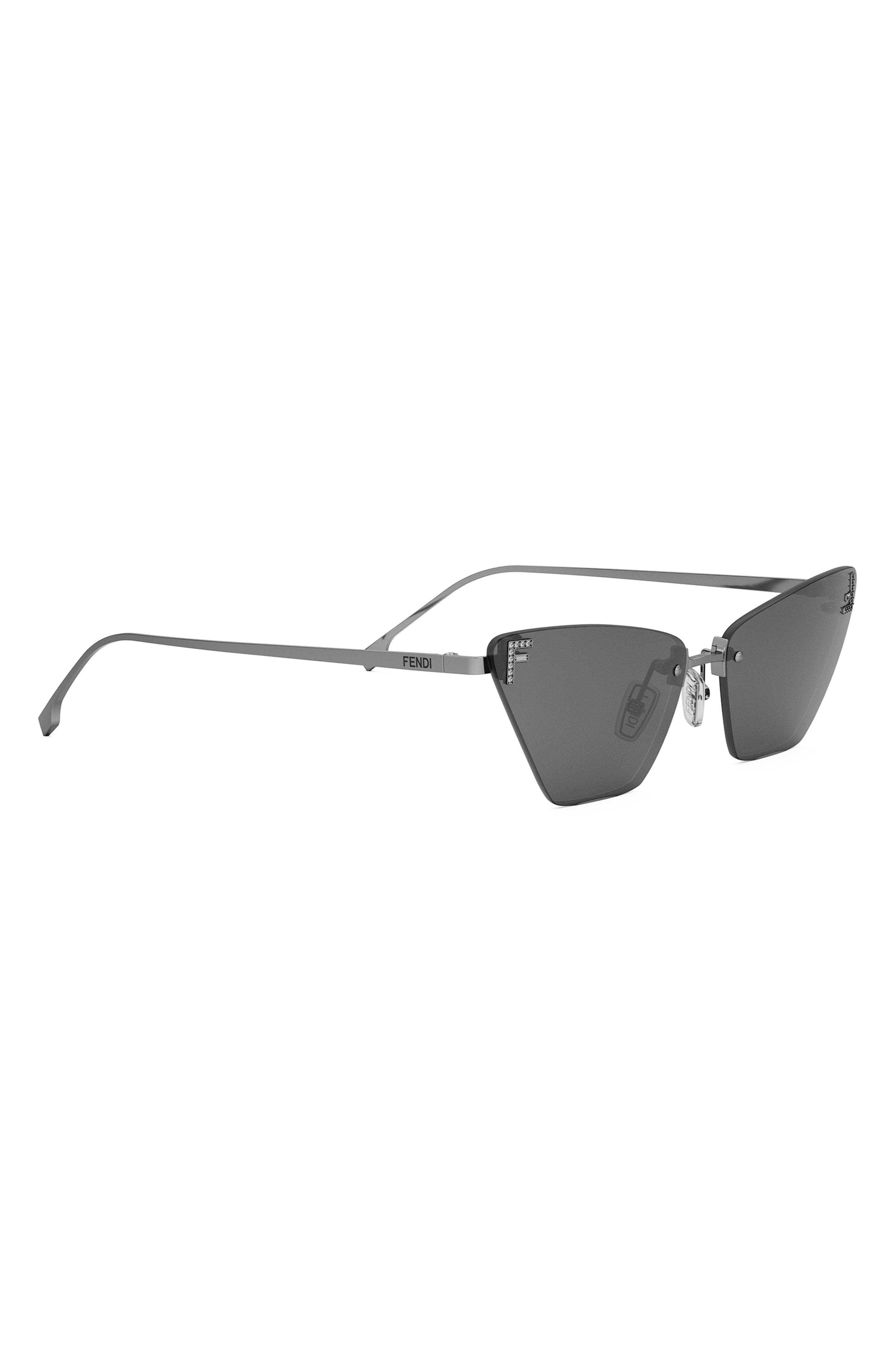 Fendi First Crystal 57mm Cat Eye Sunglasses in Shiny Light Ruthenium /Smoke at Nordstrom - 5