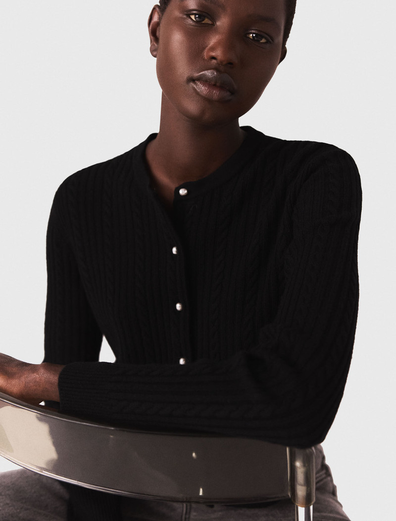 Cardigan with removable beaded collar 8