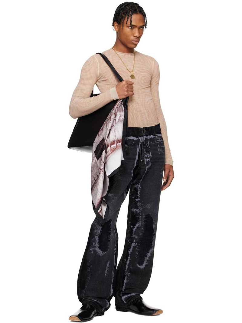 Jean Paul Gaultier Pink & Gray 'The Trompe L'oeil Corset' Printed Silk Scarf outlook
