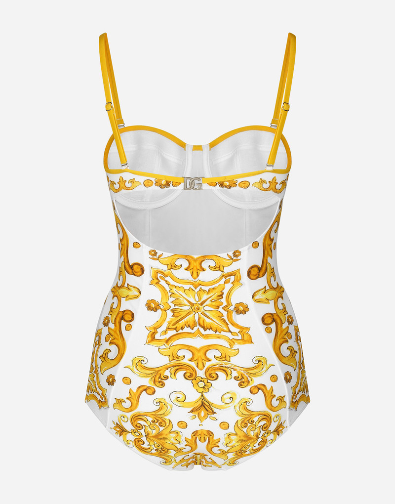 Majolica-print balconette one-piece swimsuit 3