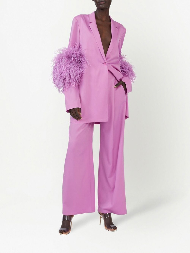 LAPOINTE feather-trim single-breasted blazer outlook