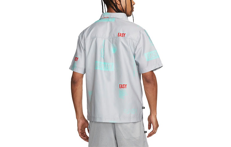 Nike Alphabet Printing single breasted lapel Short Sleeve Shirt Gray DO4024-097 - 2