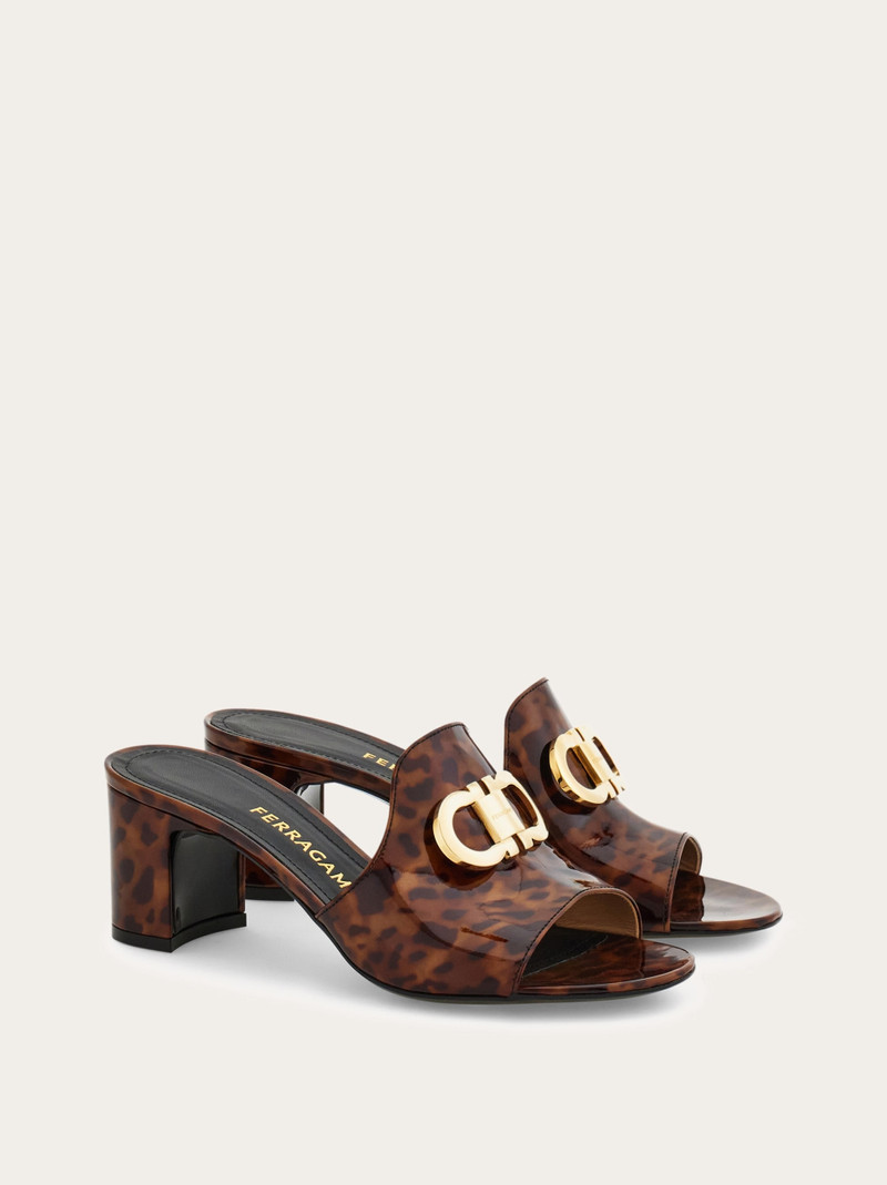 Mid heel mule with Gancini buckle 2