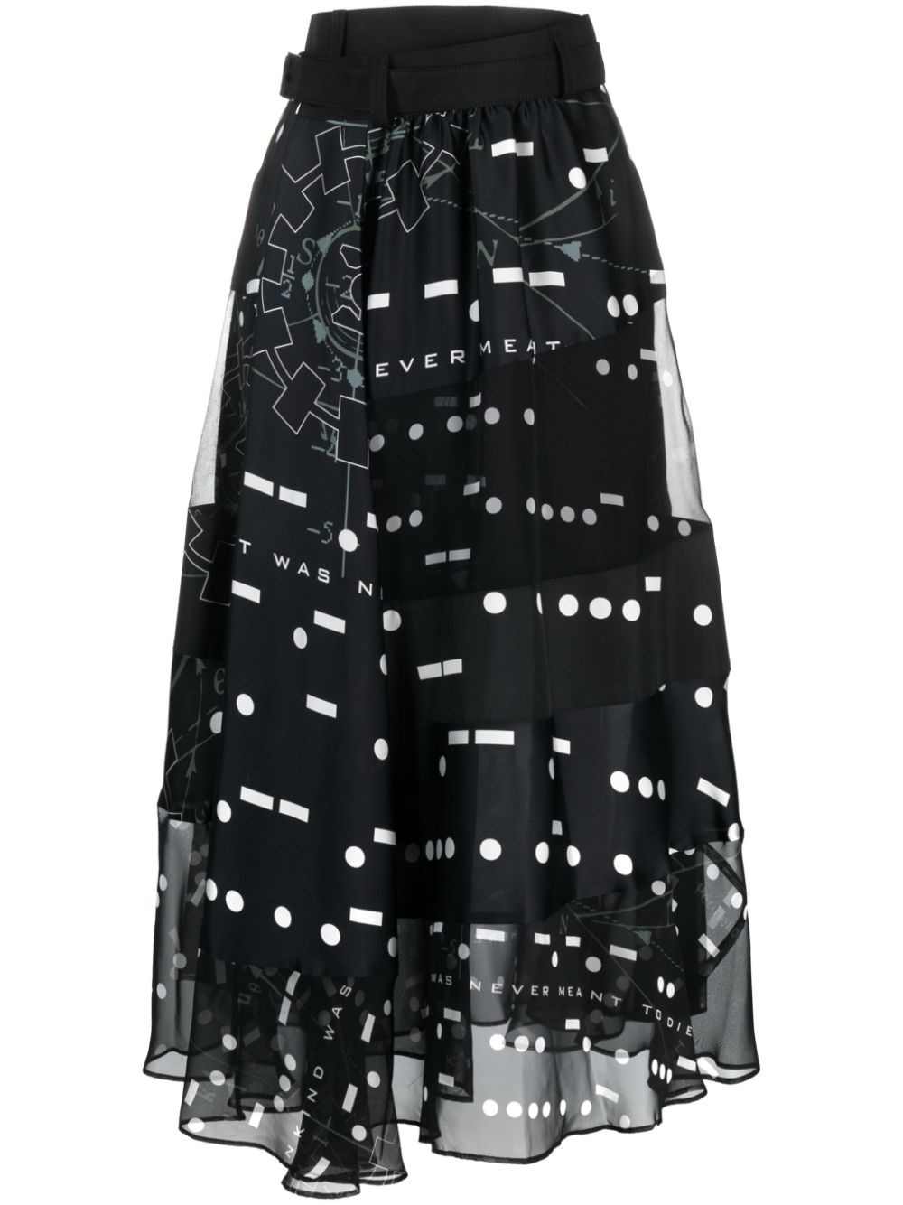sacai x Interstellar belted midi skirt | REVERSIBLE