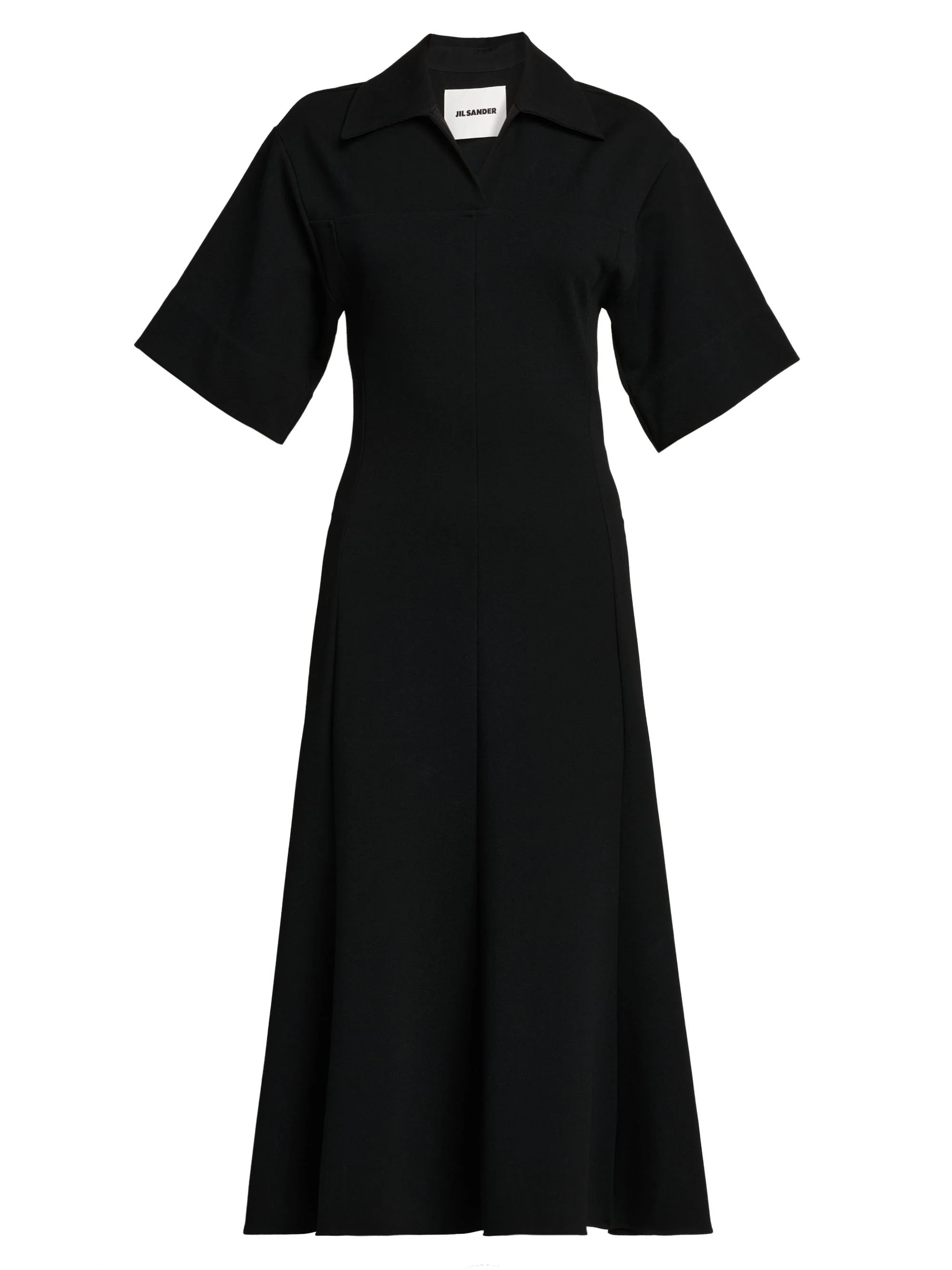 Women's Crepe A-Line Midi-Dress - Black - 1