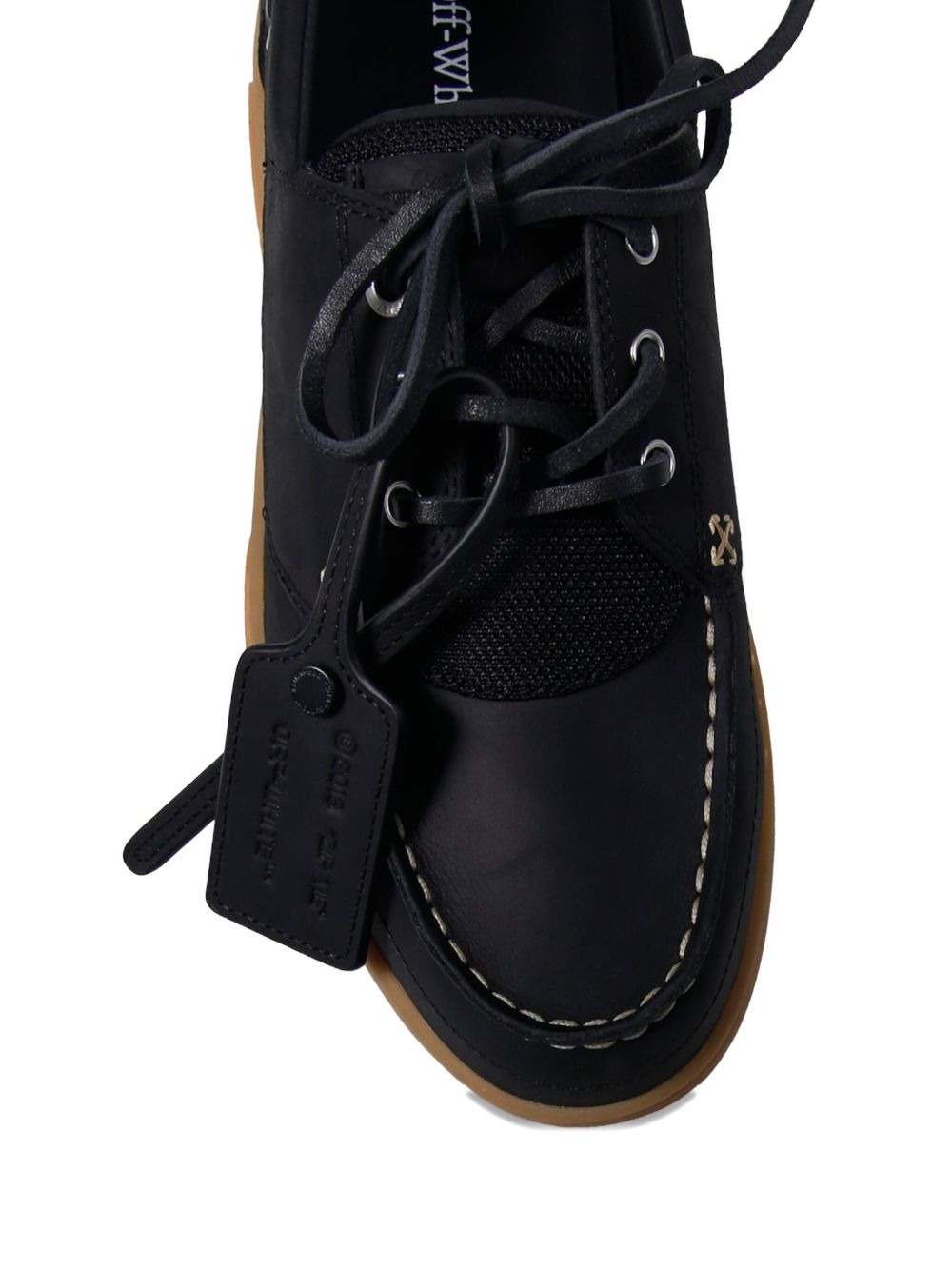 contrast-stitch boat shoes - 4