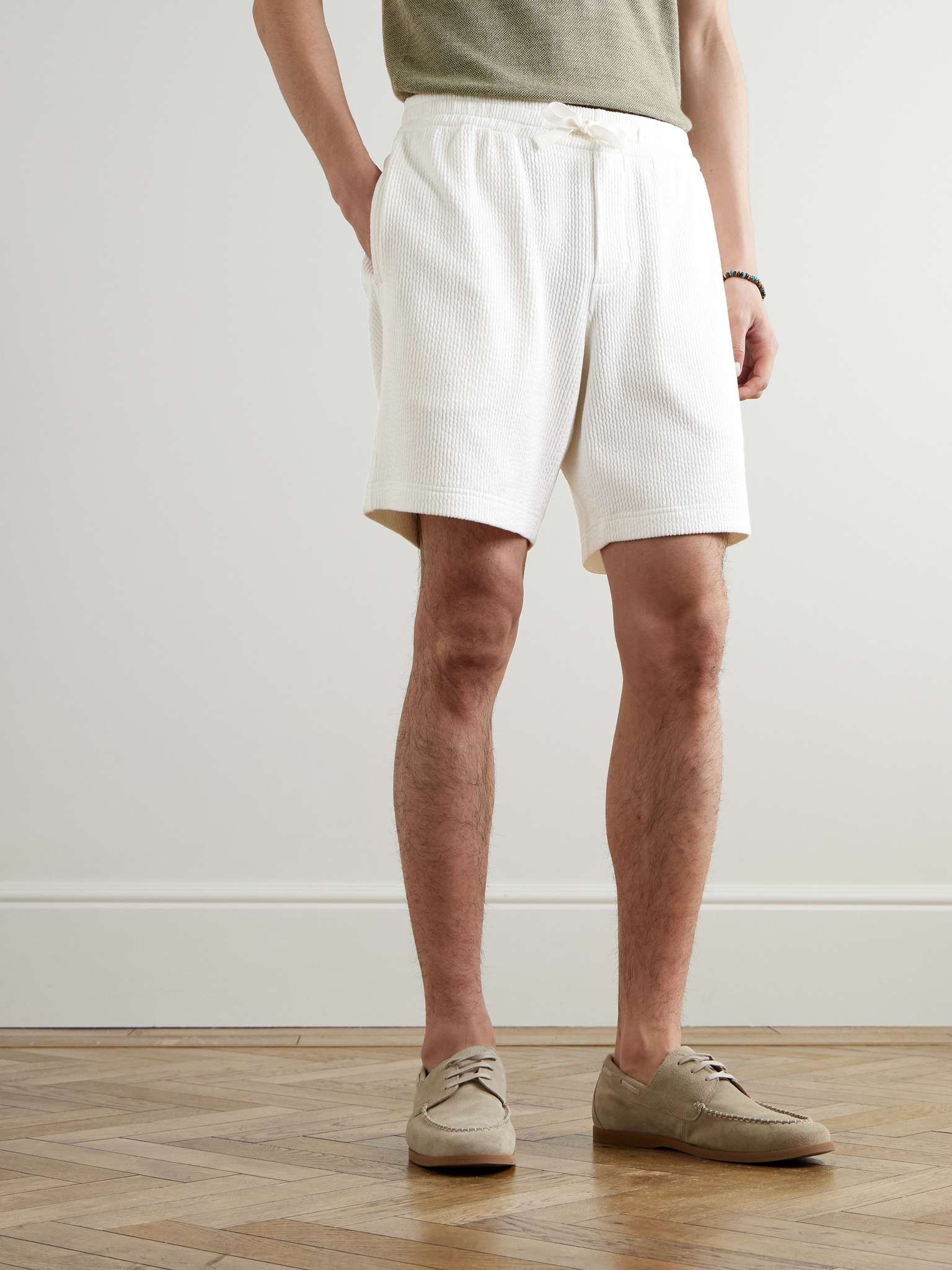 Trevone Straight-Leg Cotton-Blend Seersucker Drawstring Shorts - 3