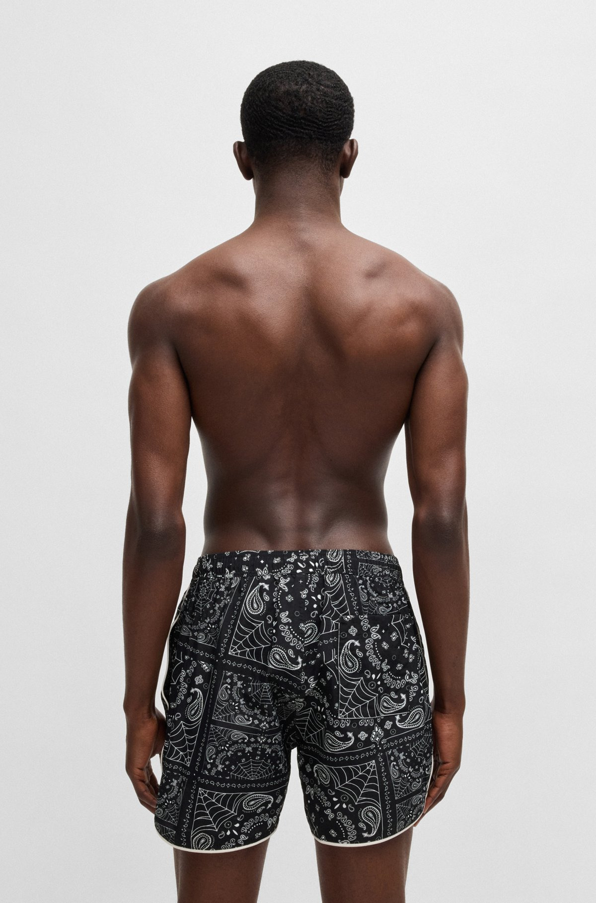 SEASONAL-PRINT SWIM SHORTS WITH ROUND HEM - 4