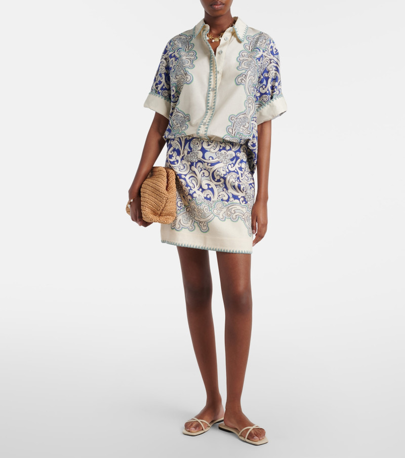 ALÉMAIS Printed linen and cotton miniskirt outlook