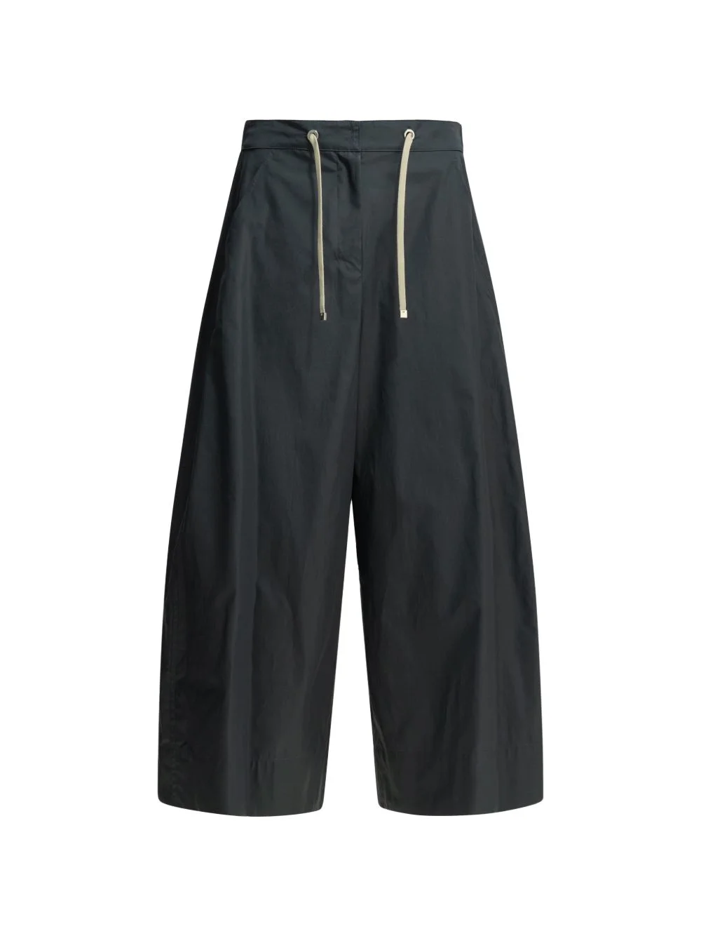 drawstring-waist cotton trousers - 1