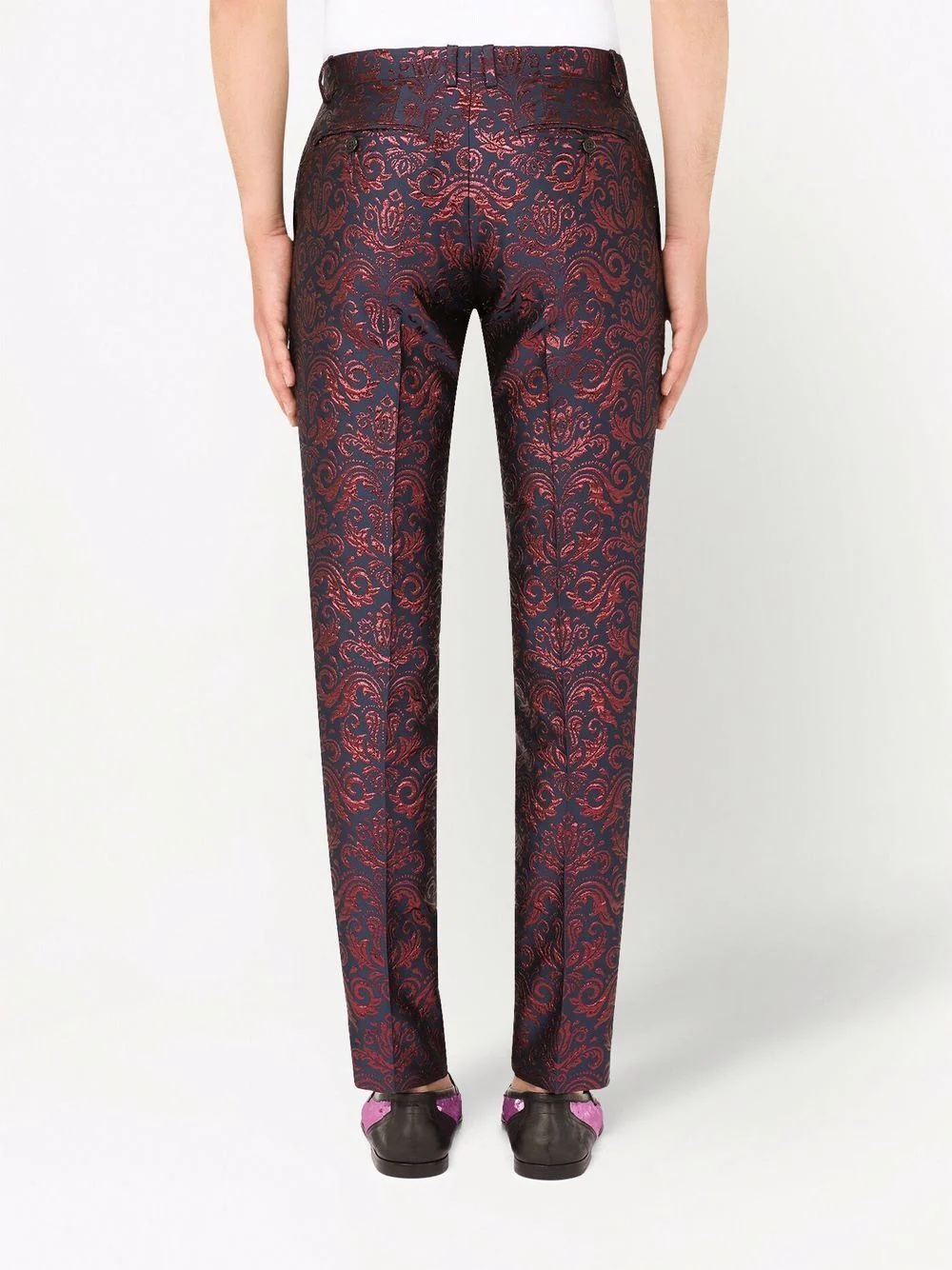 patterned jacquard tailored trousers - 4