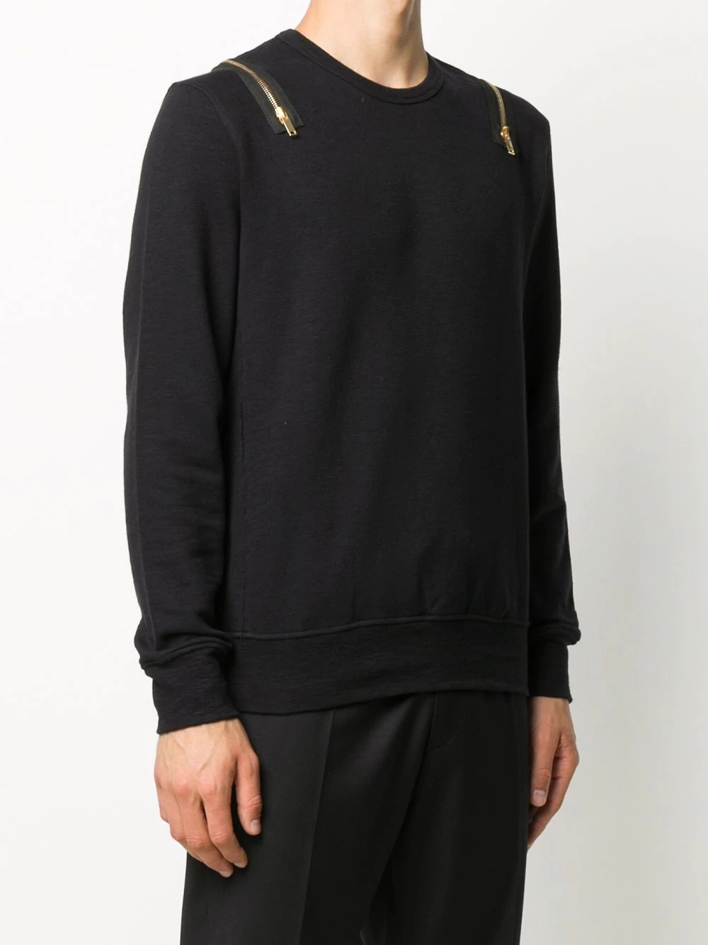 zip shoulder crew neck sweater - 3