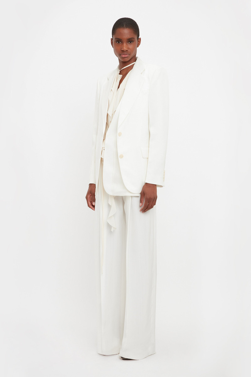 Asymmetric Double Layer Jacket in White 4