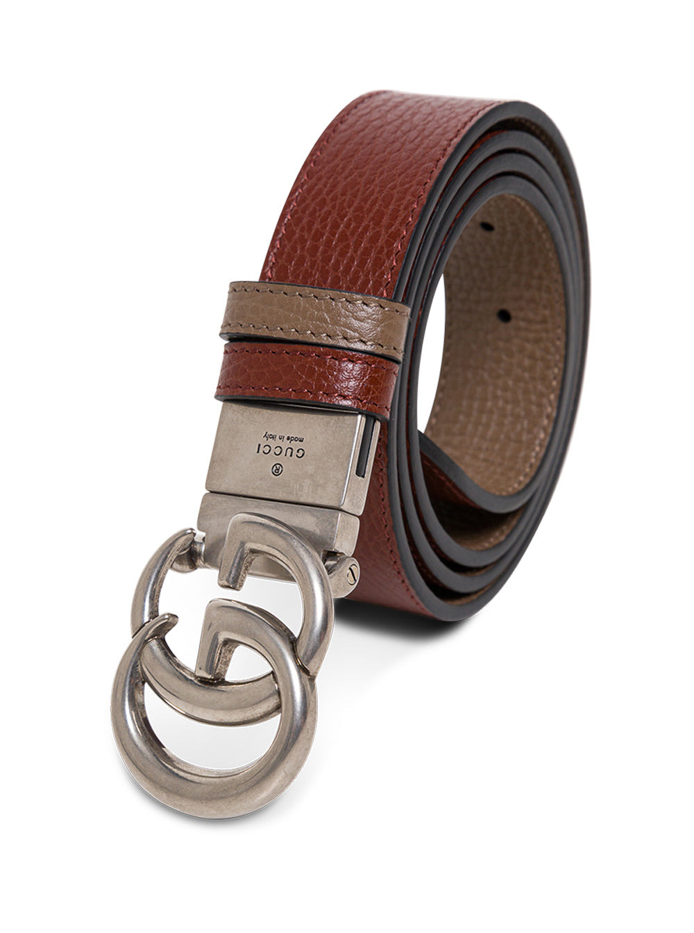 Gucci Men Gg Marmont Brown Grained Leather Reversible Belt Gucci Man - 3