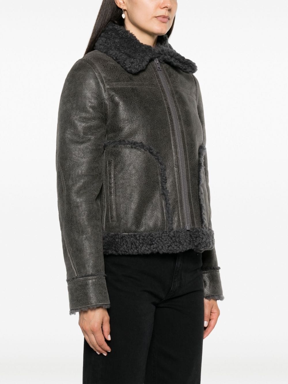 Kade shearling-trim leather jacket - 3