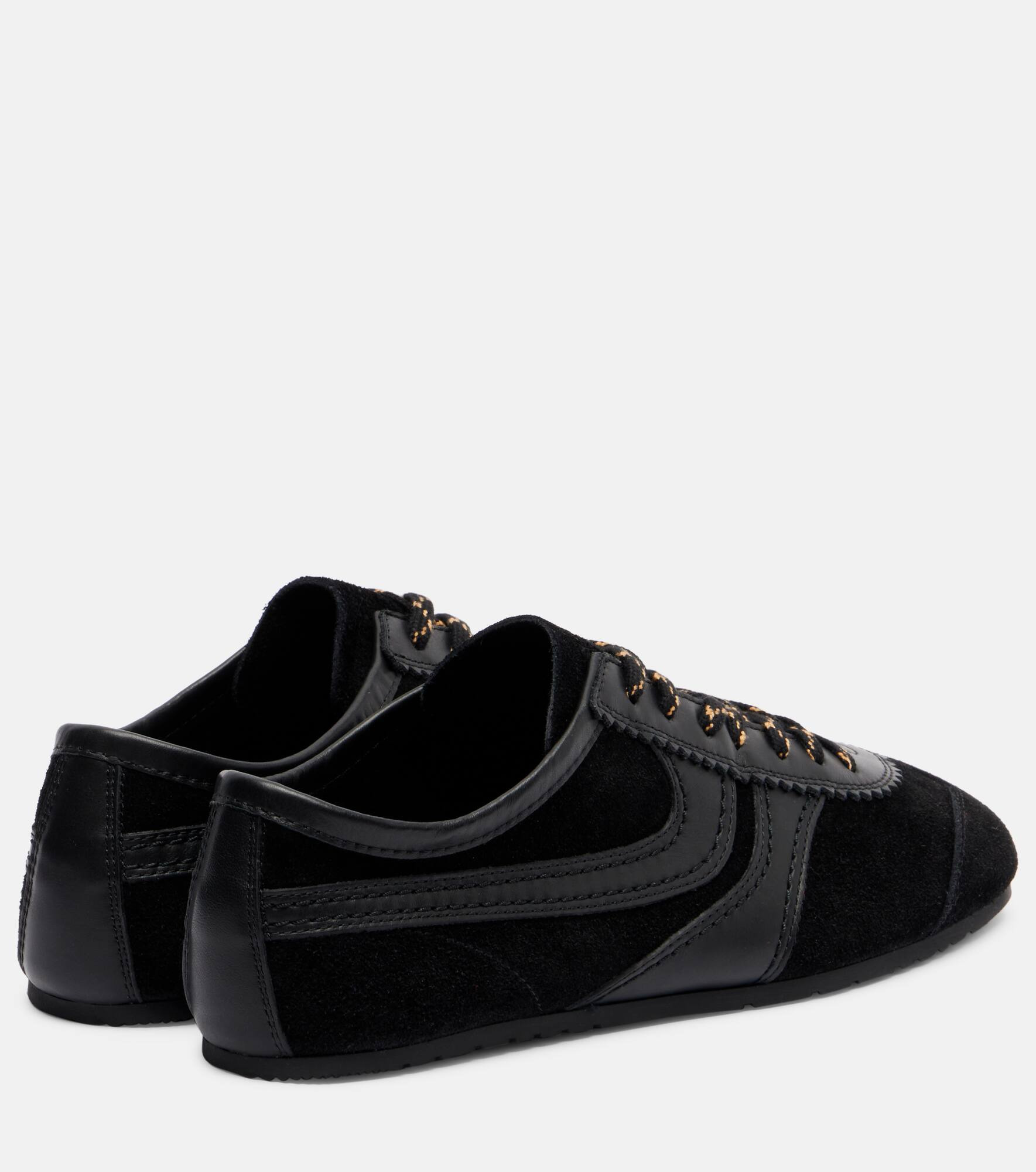 Leather-trimmed suede sneakers - 2