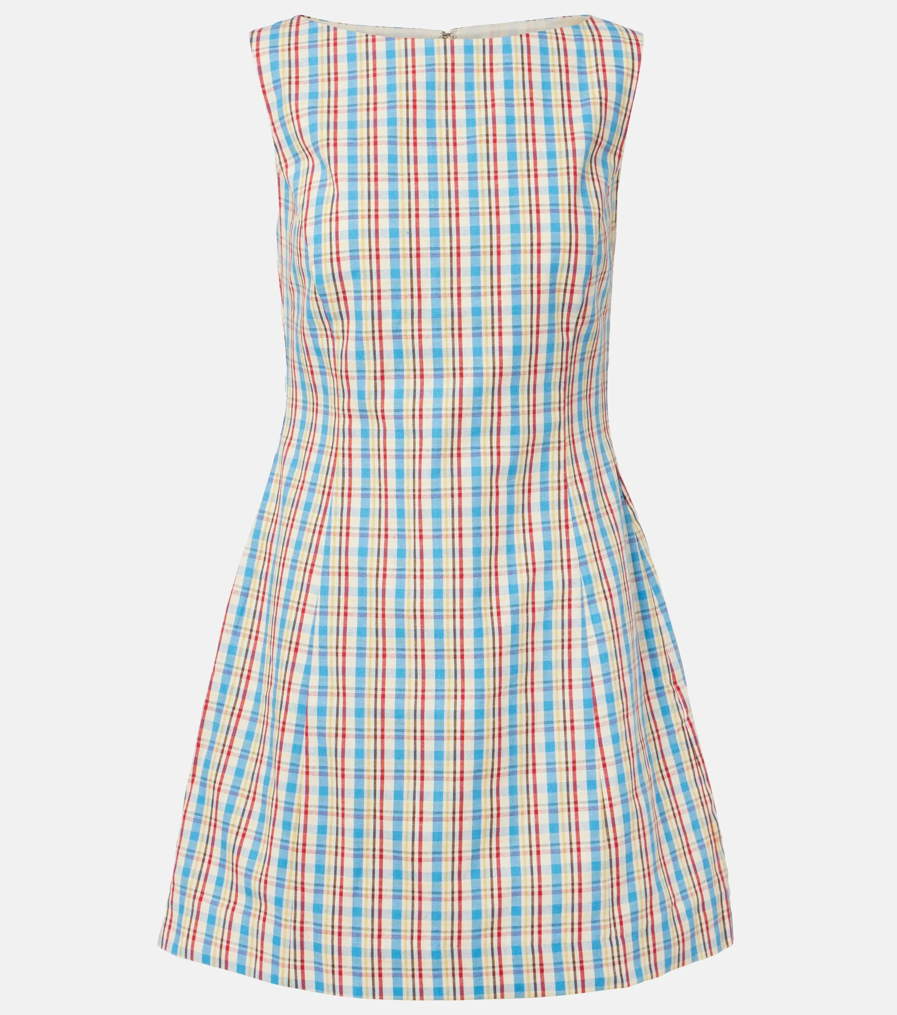 Lydie checked cotton and linen minidress - 1