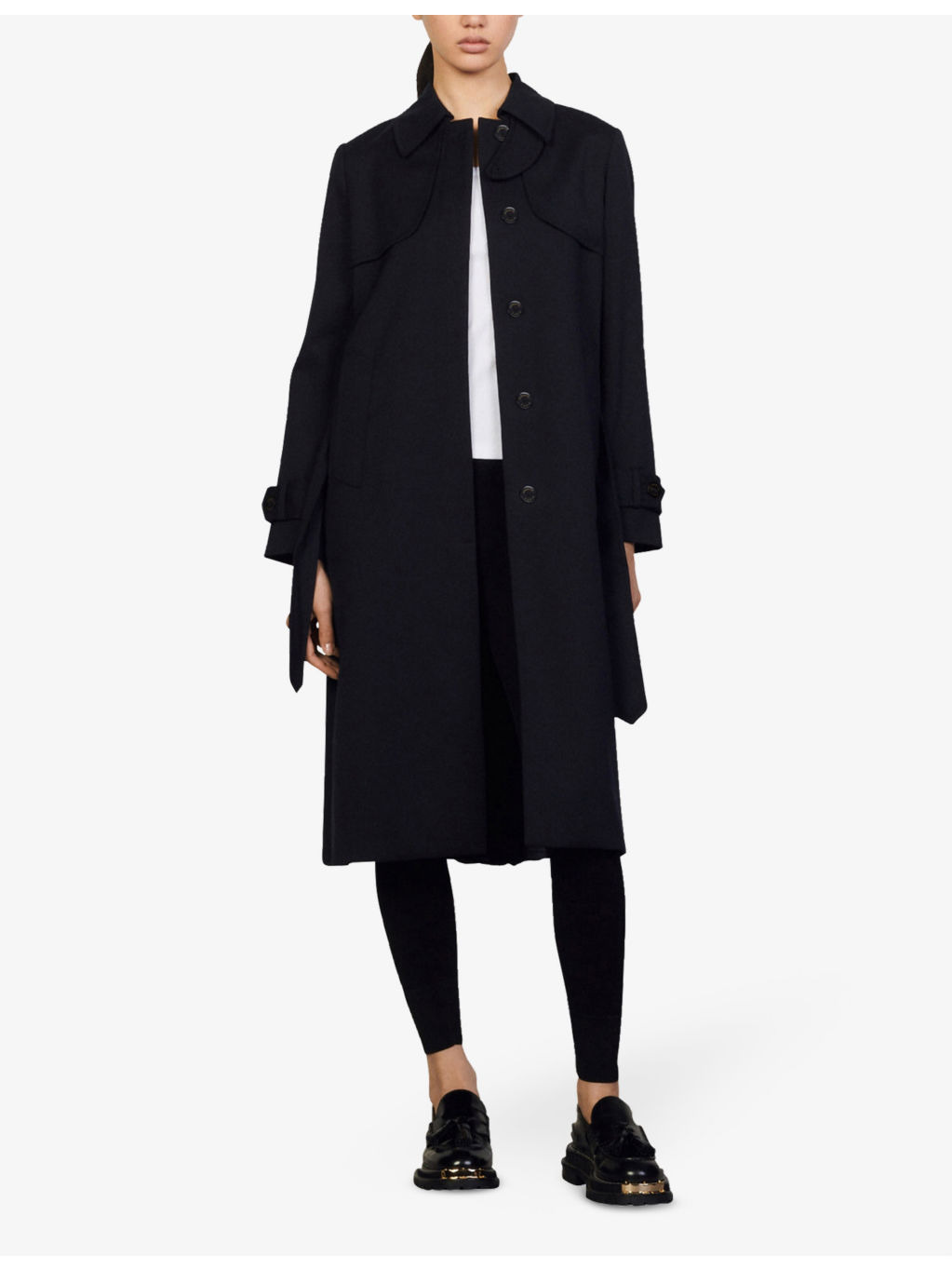 Pleated-panel twill trench coat - 3