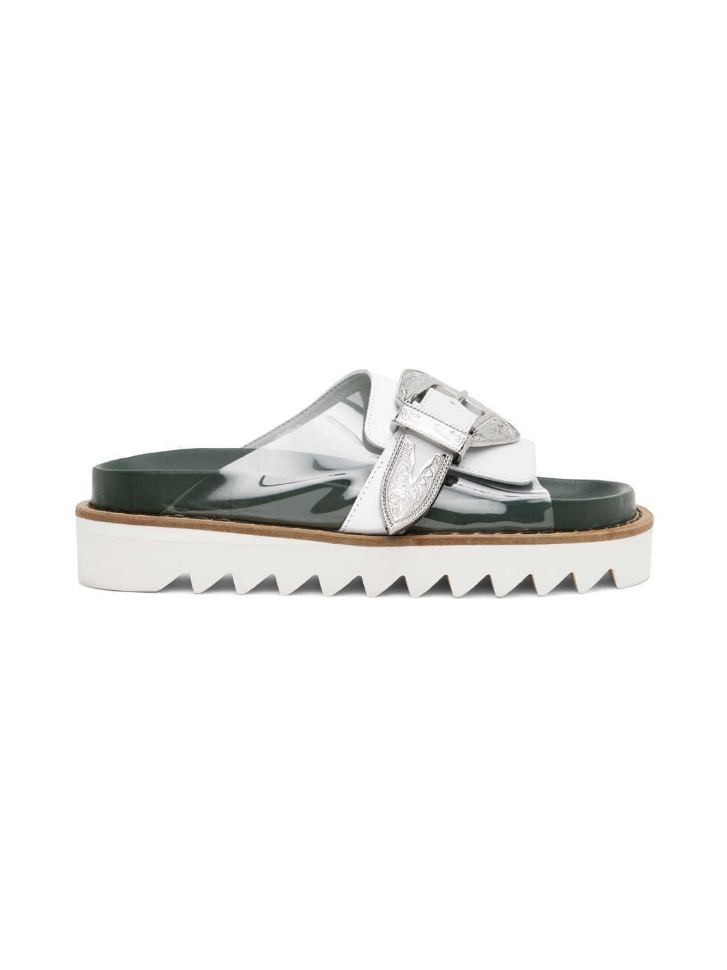 White Buckle Sandals - 1