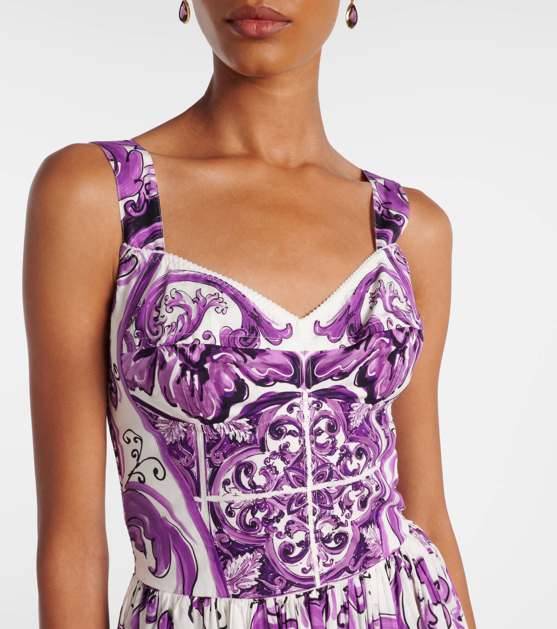 Majolica cotton corset maxi dress - 4