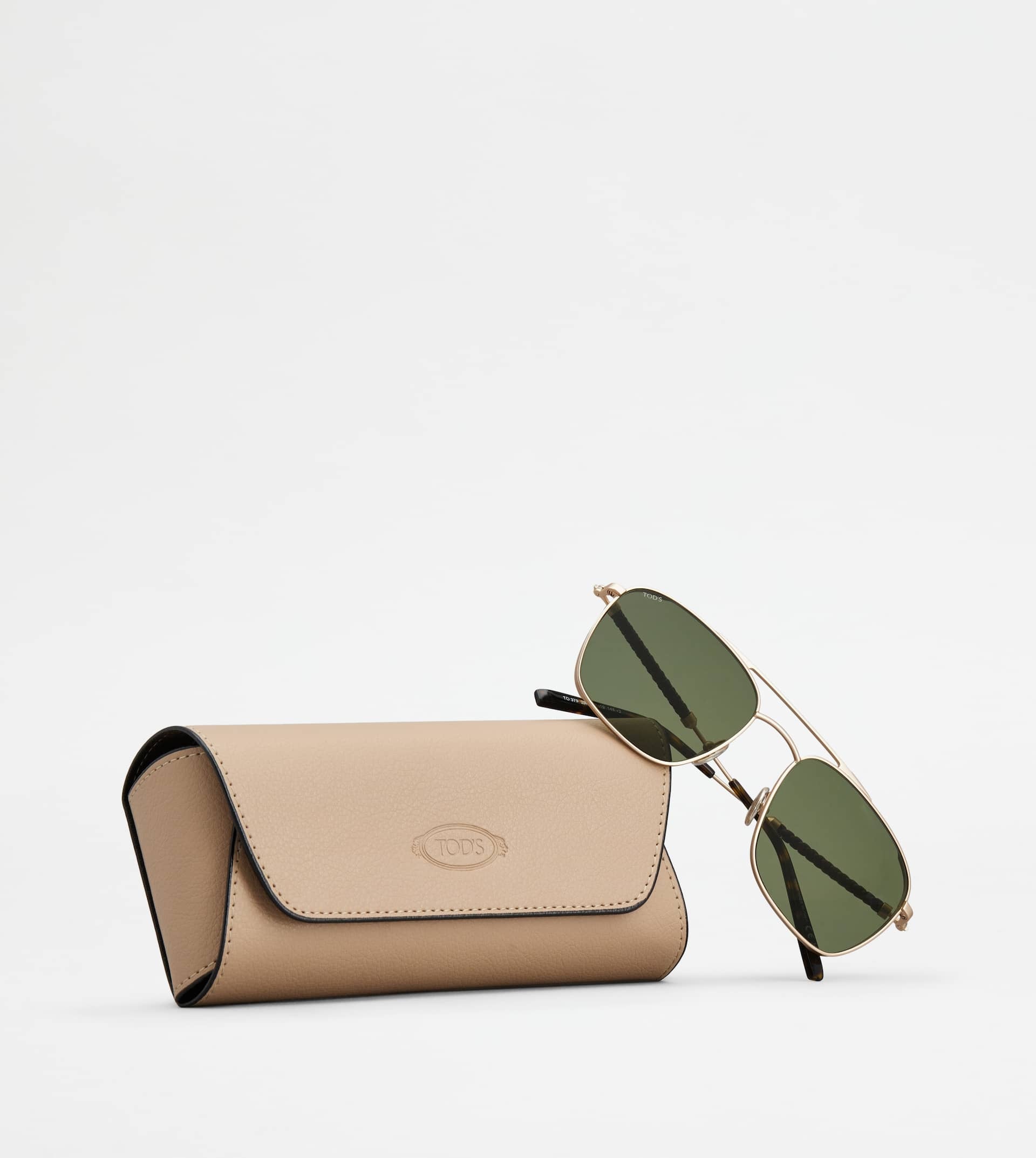 SUNGLASSES WITH TEMPLES IN LEATHER - PINK - 5