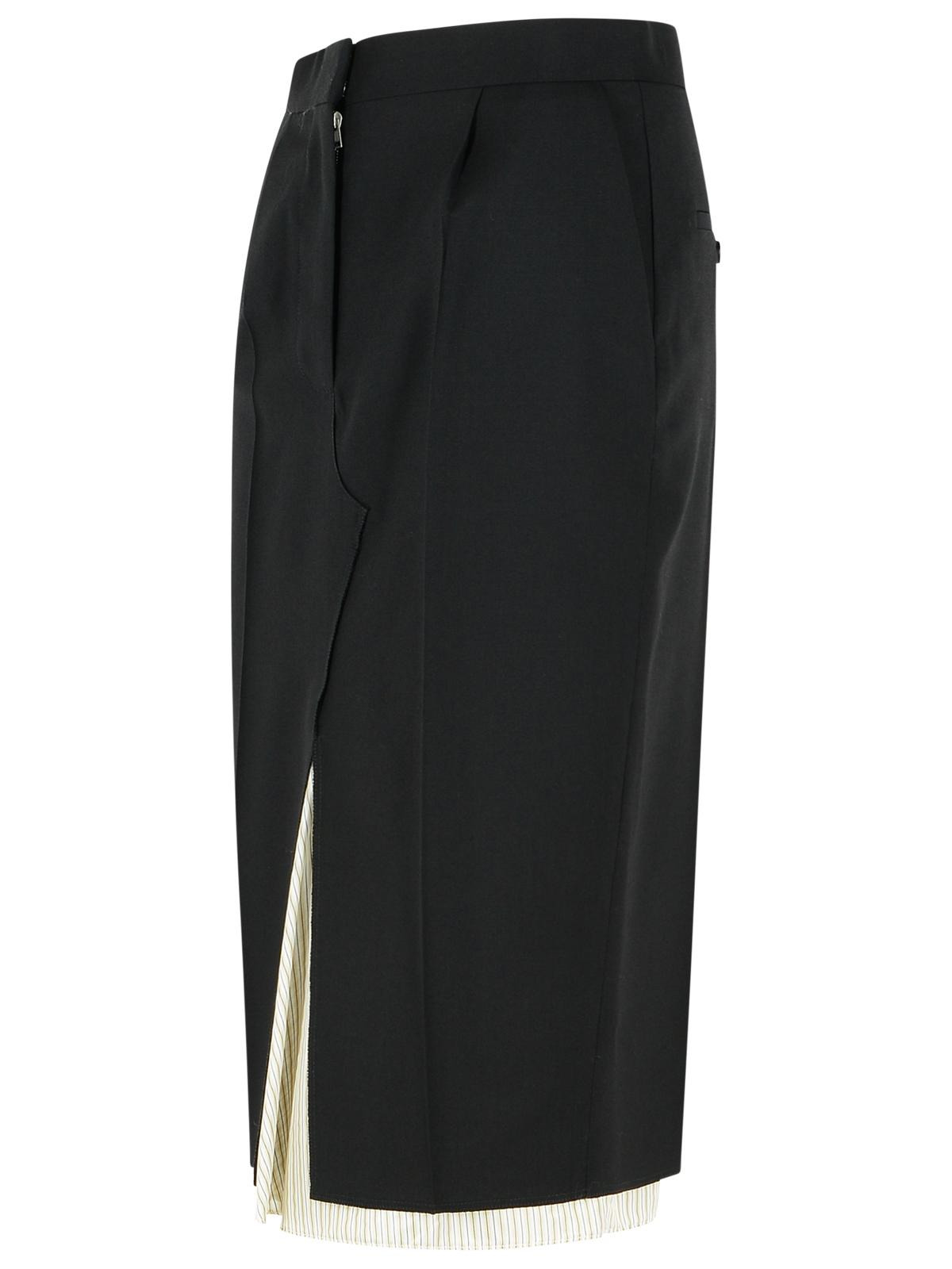 Marni Midi Skirt In Cool Black Virgin Wool With Exposed Lining Women - 2