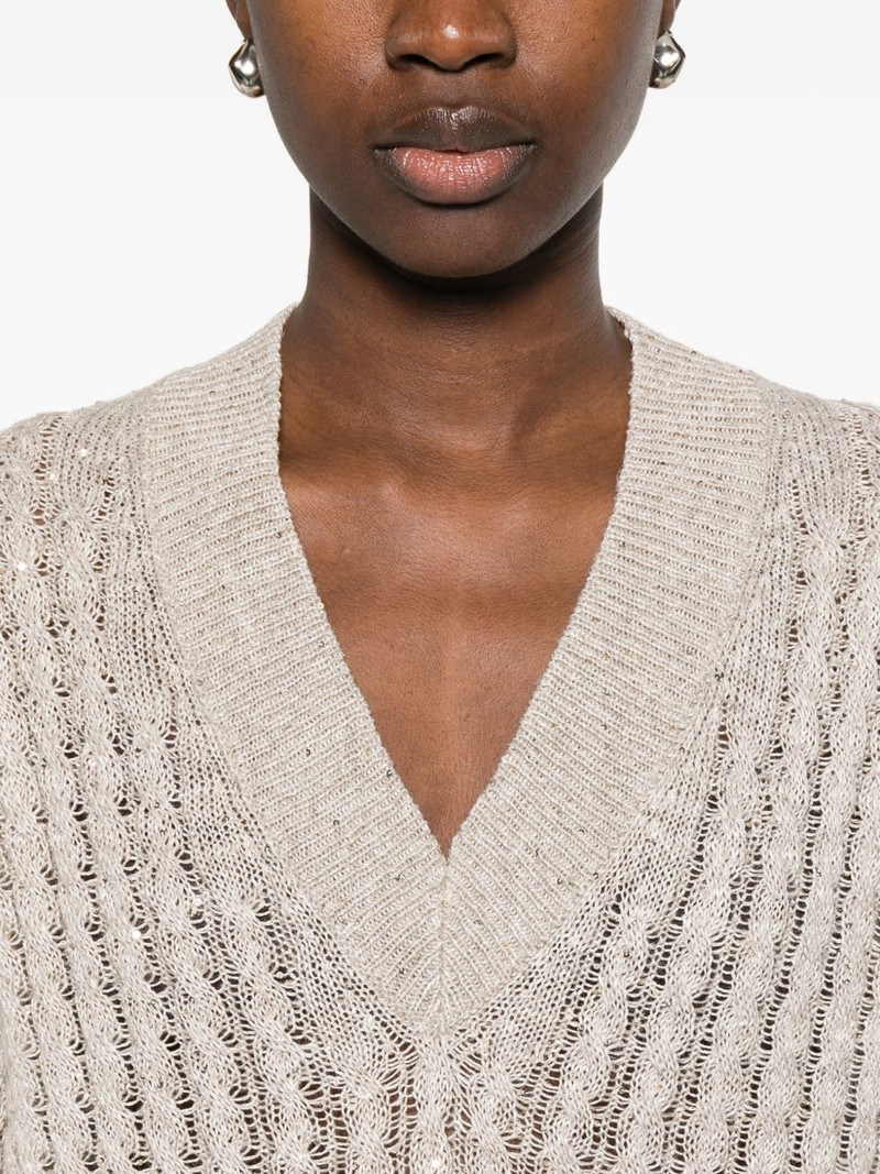 sequin-embellishment V-neck sweater 5