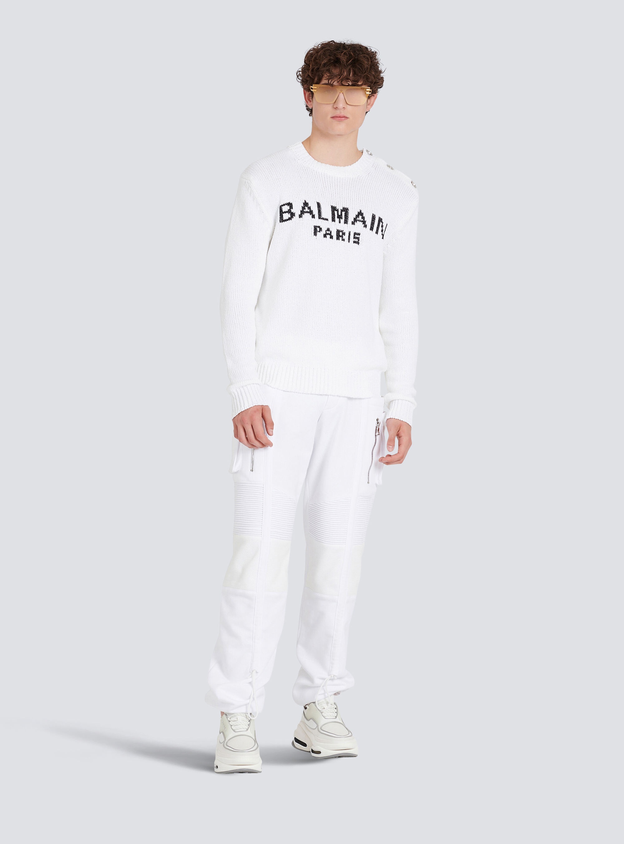 Cotton sweater with embroidered Balmain Paris logo - 2