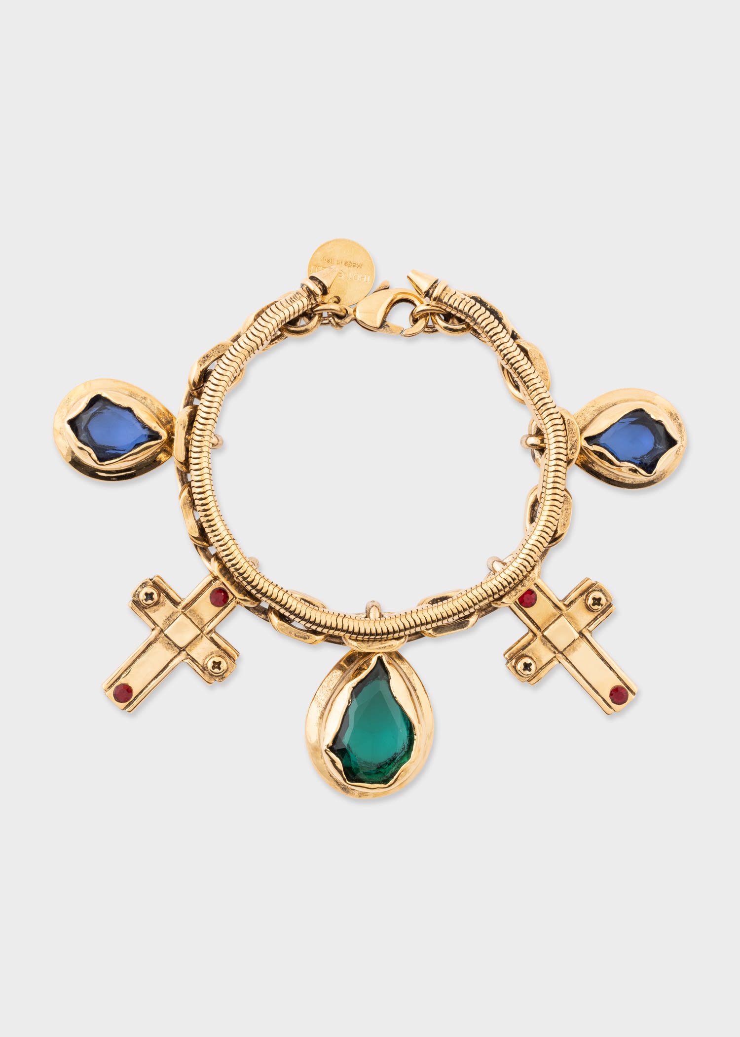 Cross Bracelet With Coloured Rhinestones - 1