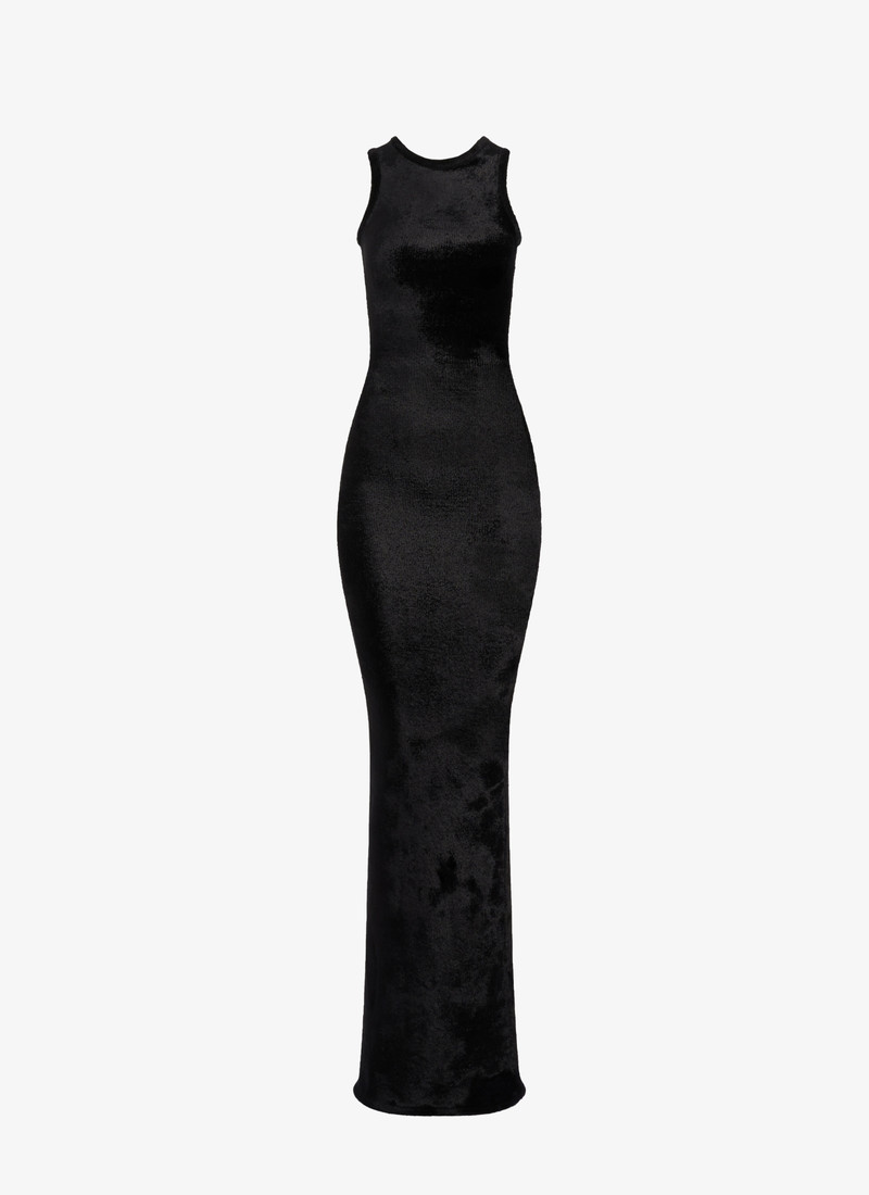 SHINY VELVET HOOD DRESS - 1