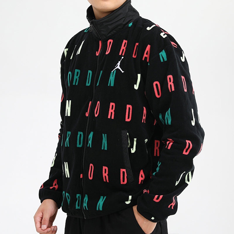 Air Jordan Jumpman Logo Printing Windproof Stand Collar Jacket Black CT3571-010 - 4