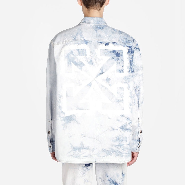 Off-White Colour Colour Rendering Ink Lapel Loose Denim Jacket Men White OMYD017R203860201414 - 5
